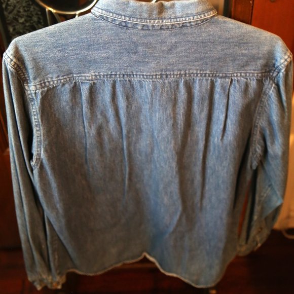 Vintage Denim Button-Down Shirt with Silver Buttons - Picture 3 of 3